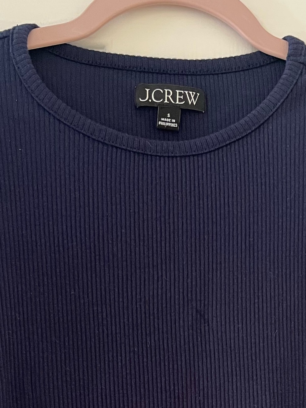 J. Crew Navy Ribbed Ruffle Sleeve Tank - Picture 2 of 3